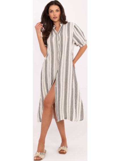 Bílo-černé dámské plážové košilové šaty