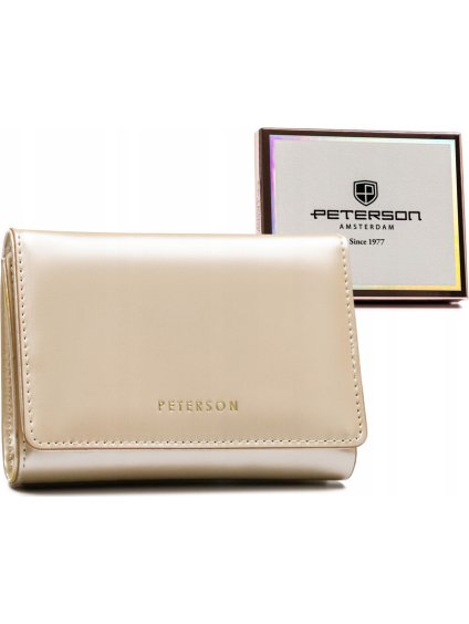 Peterson  krémová střední peněženka s klopou Y653