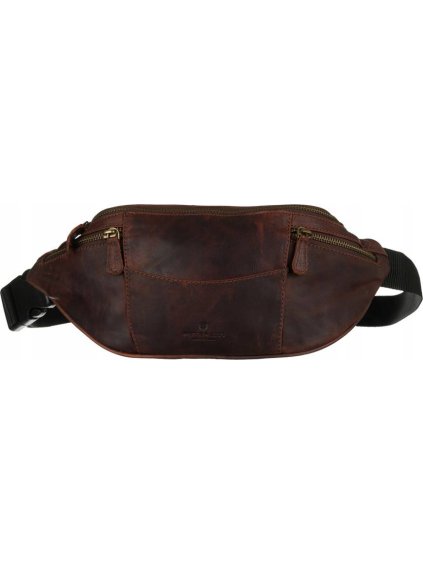 Peterson Tmavě hnědá kožená ledvinka se zipy