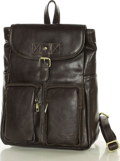 MARCO MAZZINI Tmavě hnědý dámský kožený batoh