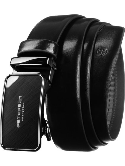 Peterson Elegantní pánský černý kožený opasek