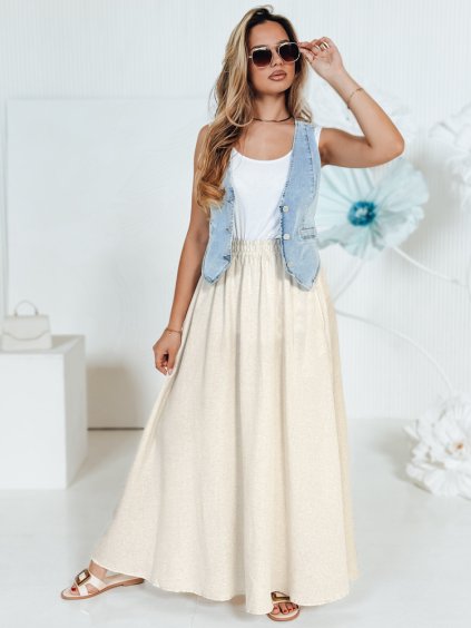 Béžová dámská maxi sukně z bavlny CISTAL