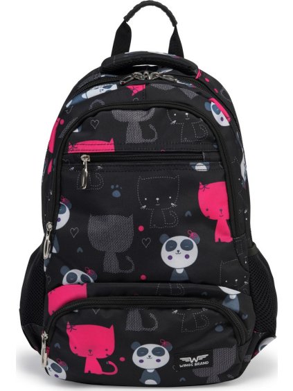 Černý batoh s pouzdrem - Panda (Velikost ONE SIZE)