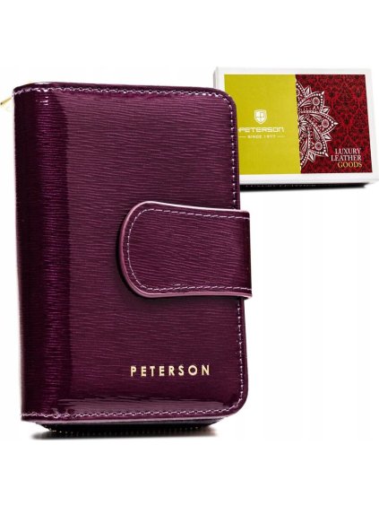 PTN Tmavě fialová hladká lesklá kožená peněženka Y630