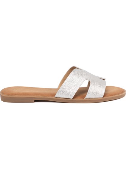 Stříbrné dámské nazouváky s výřezy