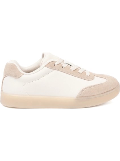Bílo-béžové dámské kožené sneakersy