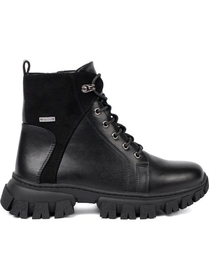 Černé dámské kotníkové boty s robustní podrážkou a zipem