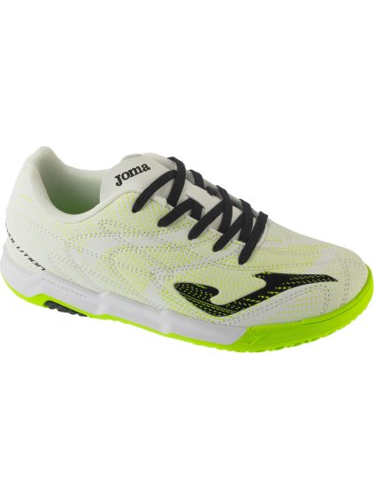 Bílé dětské sálovky s limetkovými vzory Joma Evolution Jr 2502 IN