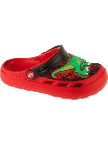 Červeno-černé dětské nazouváky Skechers Foamies: Swifters - T-Rex-Brights