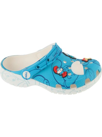 Bílo-modré dětské nazouváky Crocs Classic Smurfs Clog Kids (Velikost 28/29)