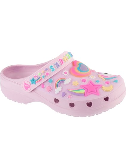 Růžové dětské nazouváky Skechers Heart Charmer - Girly Land (Velikost 28)