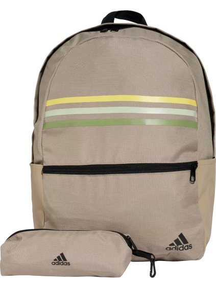 Tmavě béžový sportovní batoh s pouzdrem Adidas Classic Horizontal 3-Stripes Backpack