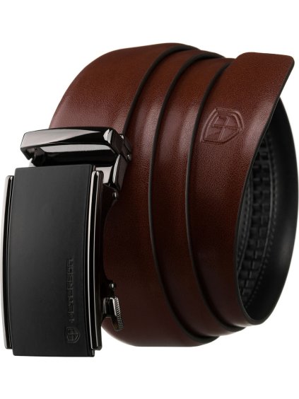 Peterson Pánský tmavě hnědý kožený opasek s automatickou přezkou