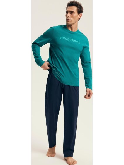 Henderson Modro-zelené pánské dlouhé pyžamo Core