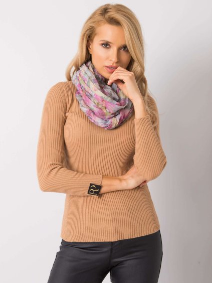 Světle šedý šátek s motivem květin