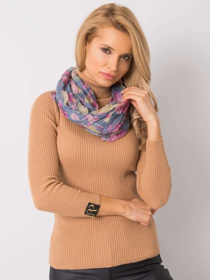 Modrý šátek s motivem květin