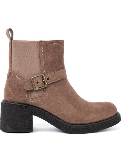 Stylové dámské béžové kotníkové boty na stabilním podpatku, podpatek 5,5 cm