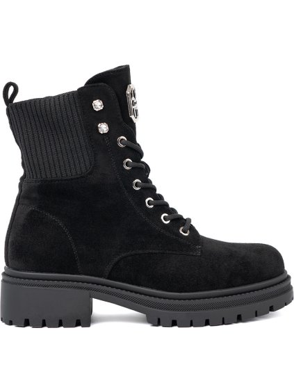 Elegantní dámské černé workery s lesklými kamínky