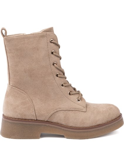 Stylové dámské béžové workery s okrouhlou špičkou