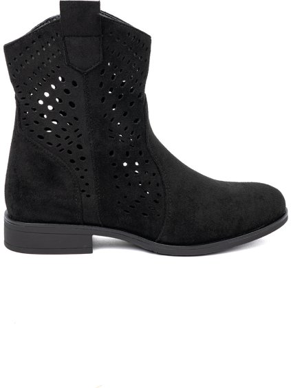 Černé dámské ažurové kozačky v kovbojském stylu