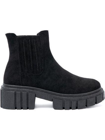 Stylové černé dámské kotníkové boty na platformě