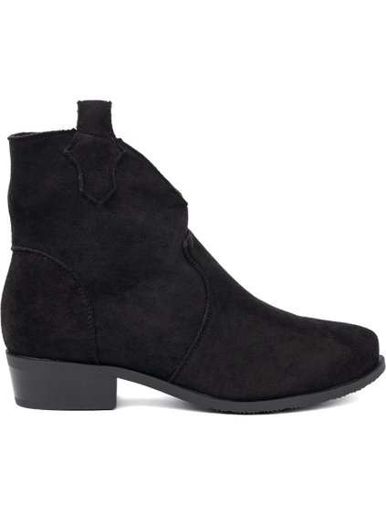 Černé dámské semišové kovbojské boty, podpatek 3,5 cm