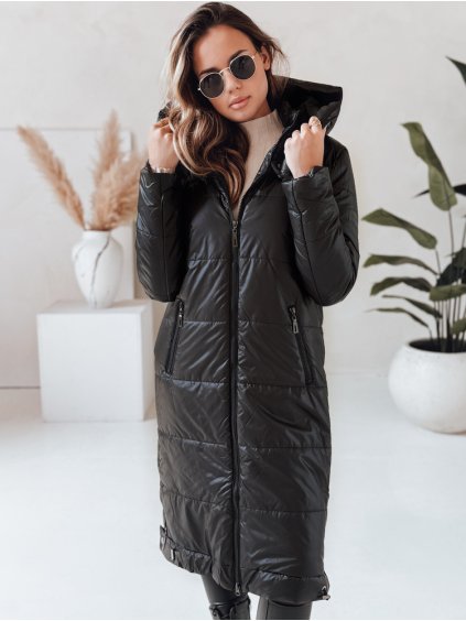 Černá dámská dlouhá přechodová bunda ORVITA s prošíváním