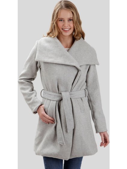 Šedý dámský vlněný kabát
