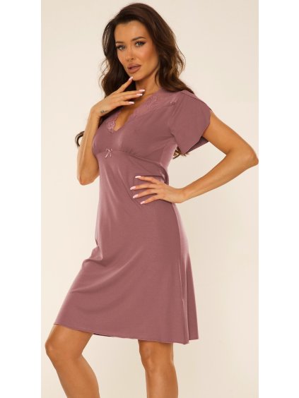 (Vel. XL) Noční košilka s krajkovým zdobením De Lafense Lilian