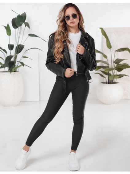 Černé dámské látkové legíny s kapsami