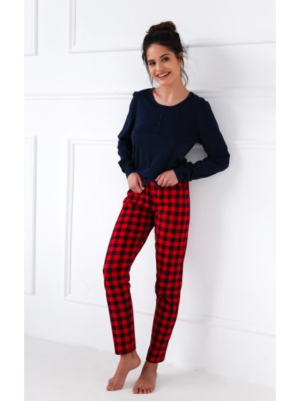 Sensis Dlouhé dámské pyžamo s kostkovanými kalhotami Bonnie