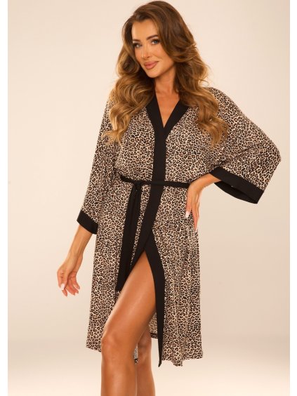 De Lafense Viskózový dámský župan s leopardím vzorem