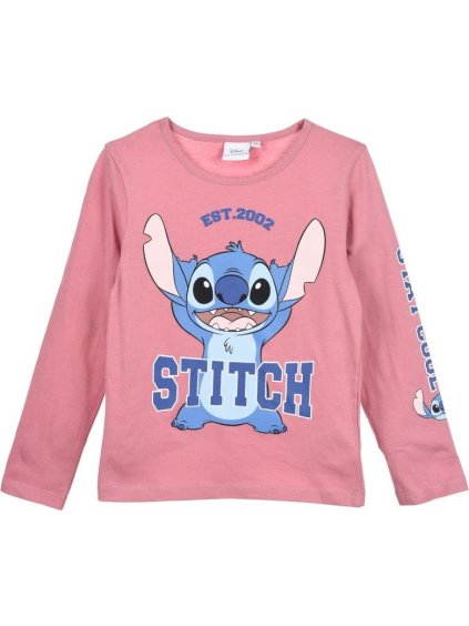 Růžové dětské tričko s  dlouhým rukávem Disney Stitch