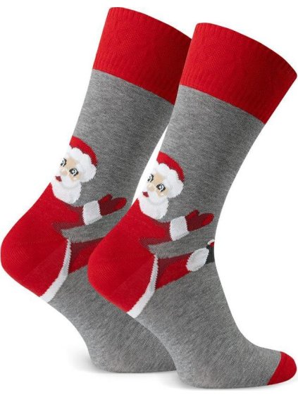 Šedé pánské vysoké ponožky se Santou na patě Art.136