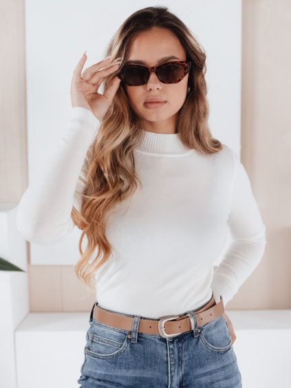 Bílý dámský viskózový svetr TARLENA s rolákem