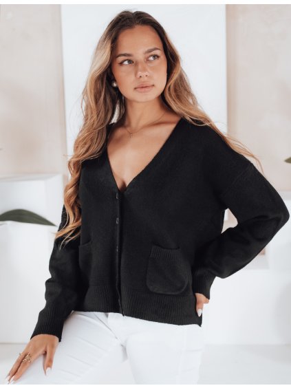 Černý dámský krátký kardigan SORELIE s viskózou