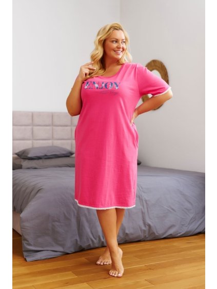 Doctor Nap Růžová dámská noční košile pro plnoštíhlé