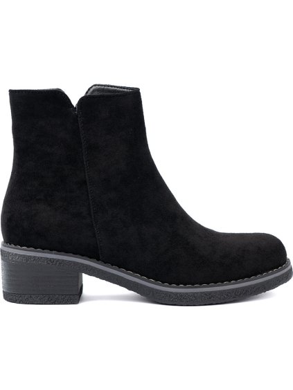 Dámské černé kotníkové boty na pohodlném podpatku, podpatek 5 cm