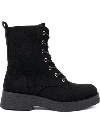 Pohodlné dámské černé workery na ploché podrážce