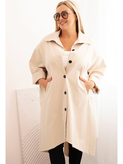 Světle béžový dámský lehký kabátek s klasickým límcem