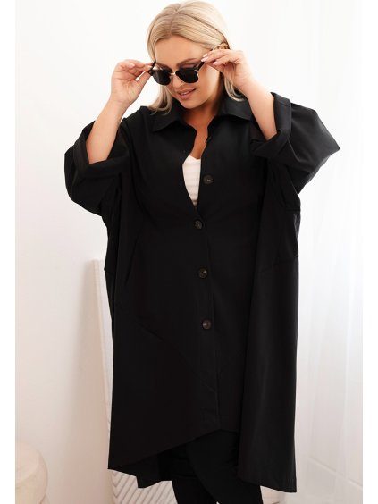 Černý dámský lehký kabátek s klasickým límcem