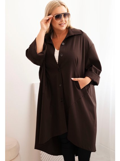 Hnědý dámský lehký kabátek s klasickým límcem
