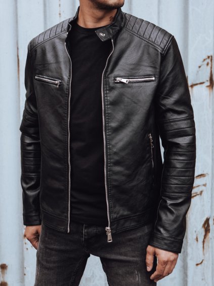 Pánská černá koženková bunda