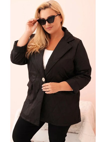 Černá dámská Plus Size přechodová bunda s prošíváním