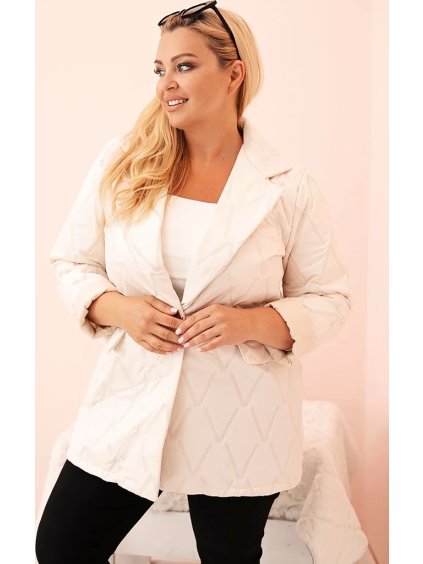 Smetanová dámská Plus Size přechodová bunda s prošíváním