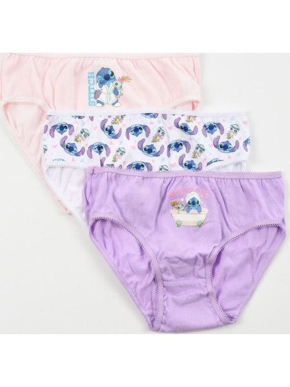 Sada dívčích kalhotek Disney Stitch - světle růžová, bílá, lila