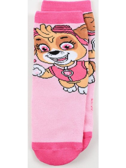 Světle růžové dívčí protiskluzové ponožky Paw Patrol - Skye