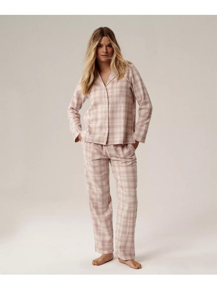 Atlantic Flanelové dámské dlouhé kárované pyžamo