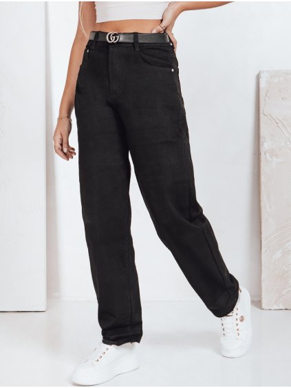 Černé dámské džíny s rovnými nohavicemi a vysokým pasem