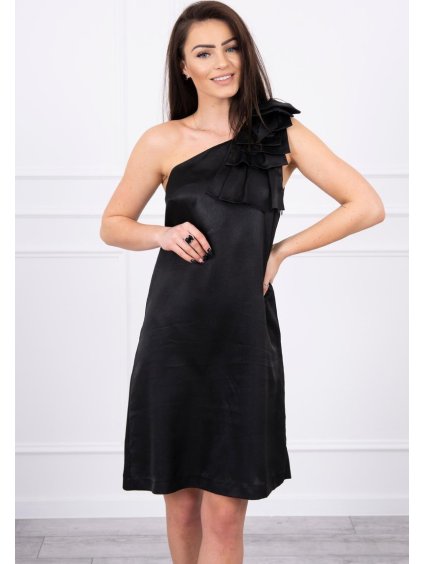 Černé elegantní mini šaty s mašlí na rameni